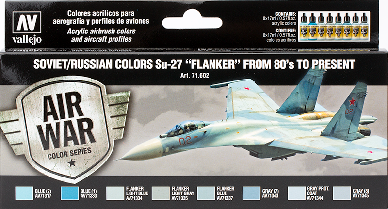Vallejo Paint Set  _ 71602 _ Air War Color Series _ Soviet / Russian Colors Su-27 "Flanker" From 80's to Present (Model Air)