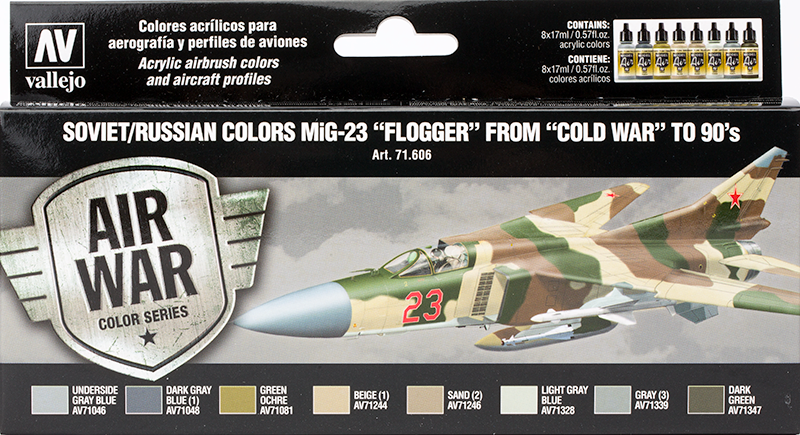 Vallejo Paint Set  _ 71606 _ Air War Color Series _ Soviet / Russian Colors MiG-23 "Flogger" From "Cold War" to 90's (Model Air)