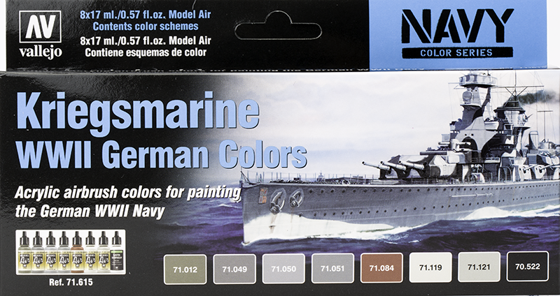 Vallejo Paint Set  _ 71615 _ Navy Color Series _ Kriegsmarine WWII German Colors (8 Colors, Model Air)