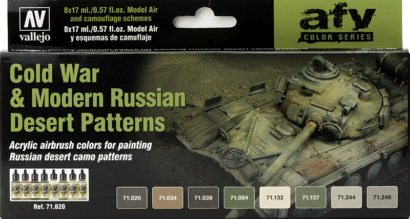 Vallejo Paint Set  _ 71620 _ AFV Color Series _ Cold War & Modern Russian Desert Patterns (Model Air)