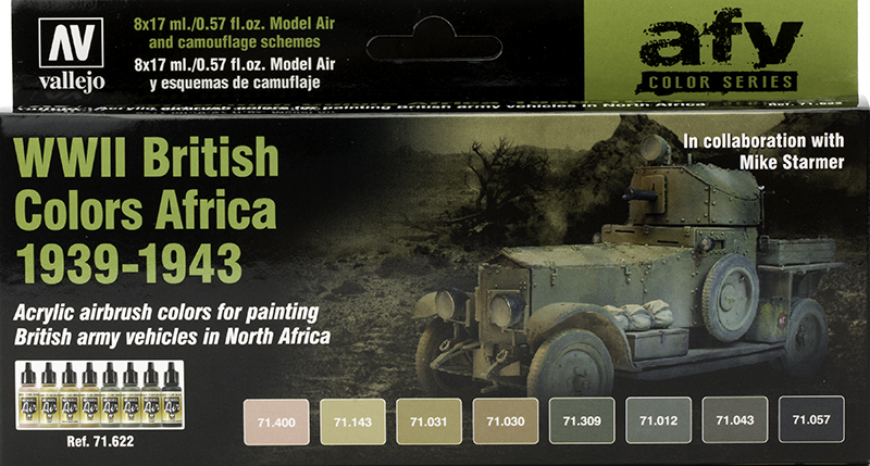 Vallejo Paint Set  _ 71622 _ AFV Color Series _ WWII British Colors Africa 1939-1943 (Model Air)