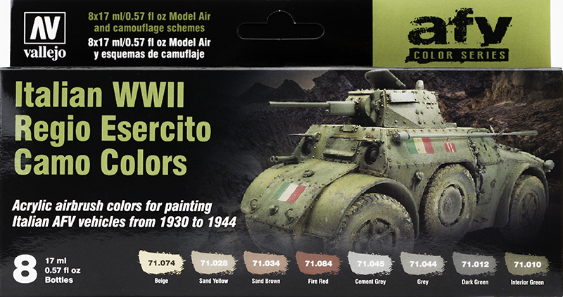 Vallejo Paint Set  _ 71645 _ AFV Color Series _ Italian WWII Regio Esercito Camo Colors (Model Air)