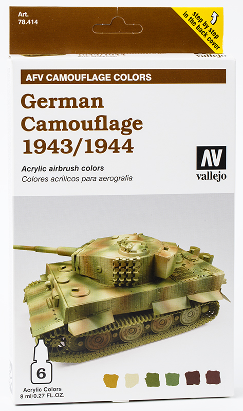 Vallejo Paint Set  _ 78414 _ AFV Camouflage Colors _ German Camouflage 1943/1944 (6 Colors, Model Air)