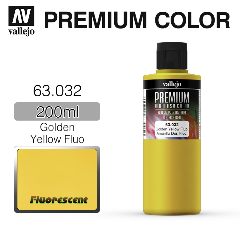 Vallejo Premium Color _ 63032 _ 200ml _ Golden Yellow Fluo