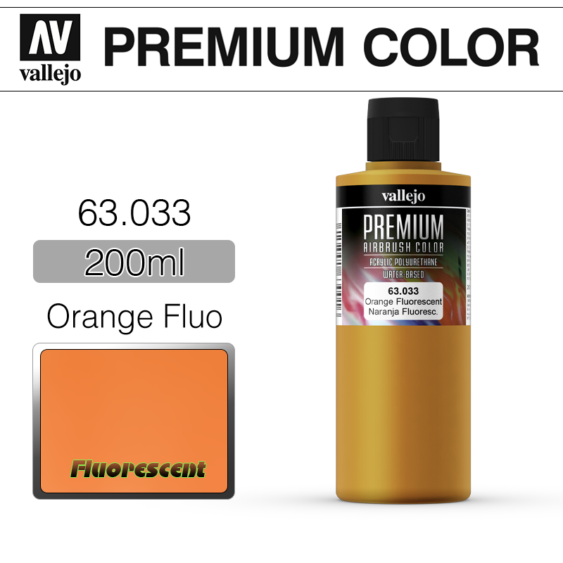 Vallejo Premium Color _ 63033 _ 200ml _ Orange Fluo