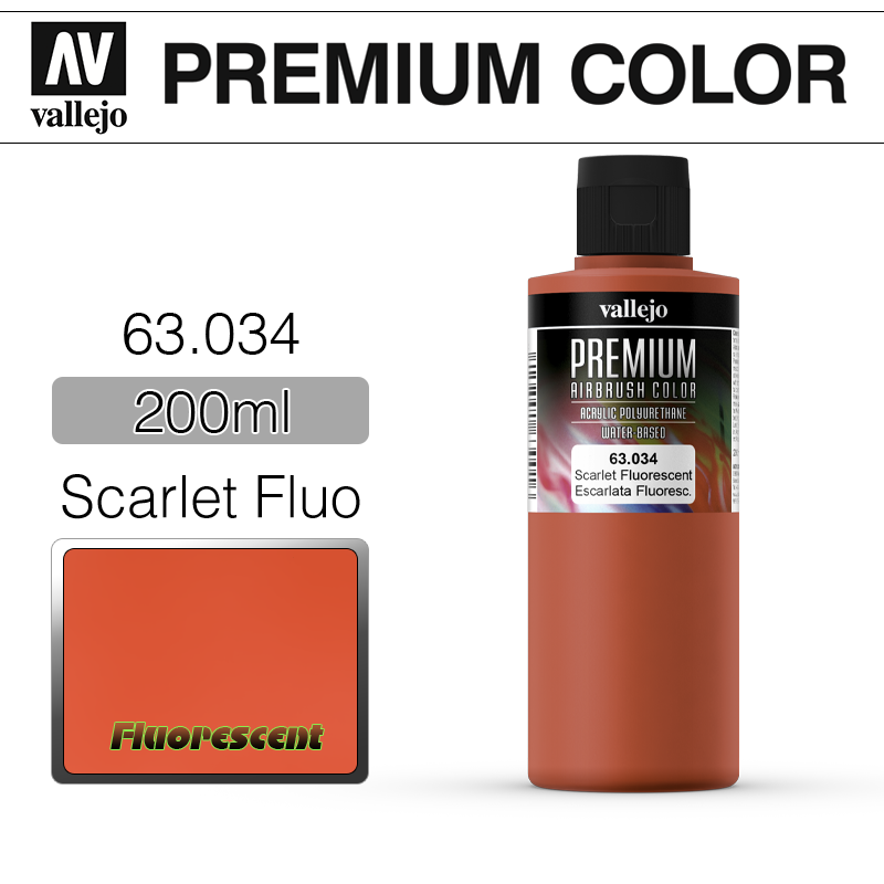 Vallejo Premium Color _ 63034 _ 200ml _ Scarlet Fluo