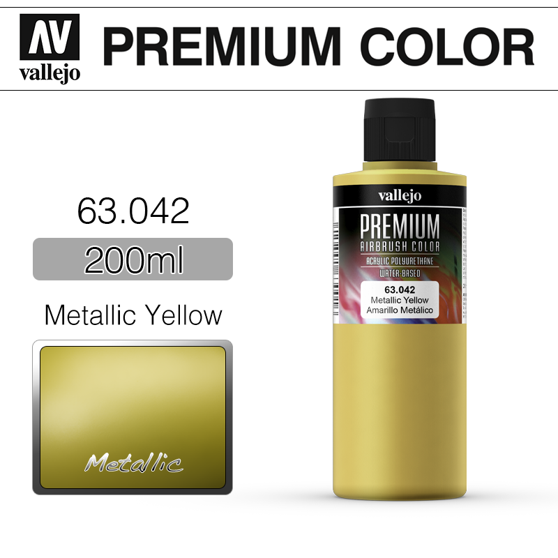 Vallejo Premium Color _ 63042 _ 200ml _ Metallic Yellow (* 단종)