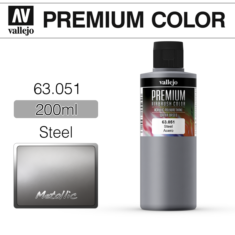 Vallejo Premium Color _ 63051 _ 200ml _ Steel (* 단종)