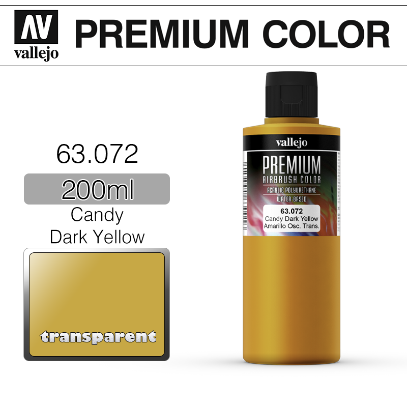 Vallejo Premium Color _ 63072 _ 200ml _ Candy Dark Yellow (* 단종)