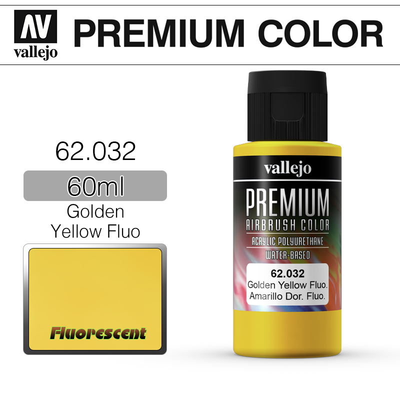 Vallejo Premium Color _ 62032 _ 60ml _ Golden Yellow Fluo