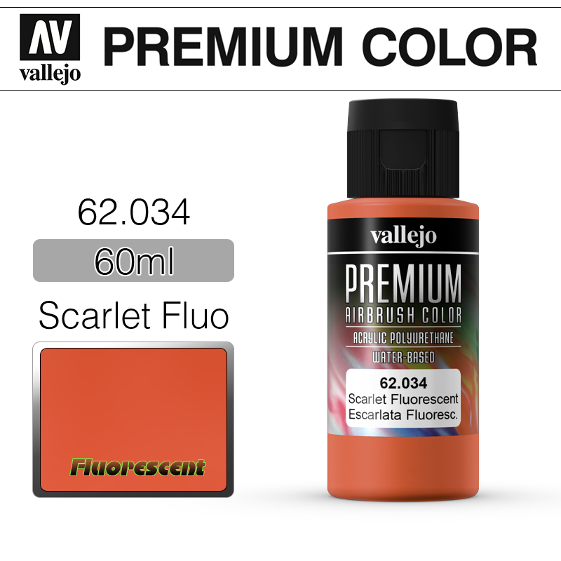 Vallejo Premium Color _ 62034 _ 60ml _ Scarlet Fluo