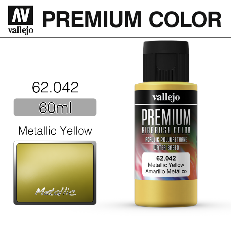 Vallejo Premium Color _ 62042 _ 60ml _ Metallic Yellow