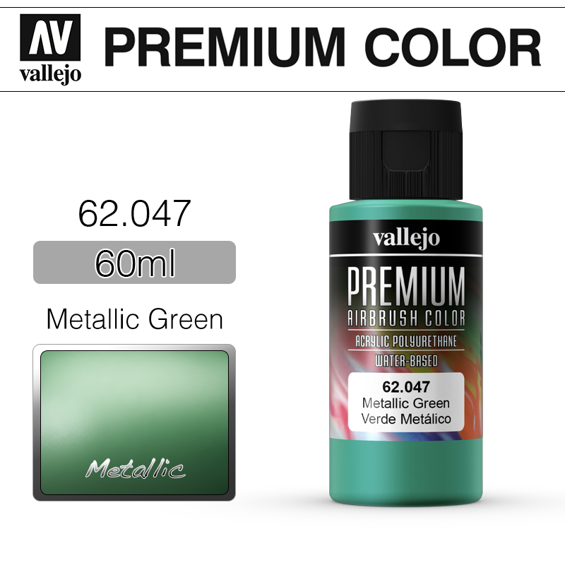 Vallejo Premium Color _ 62047 _ 60ml _ Metallic Green