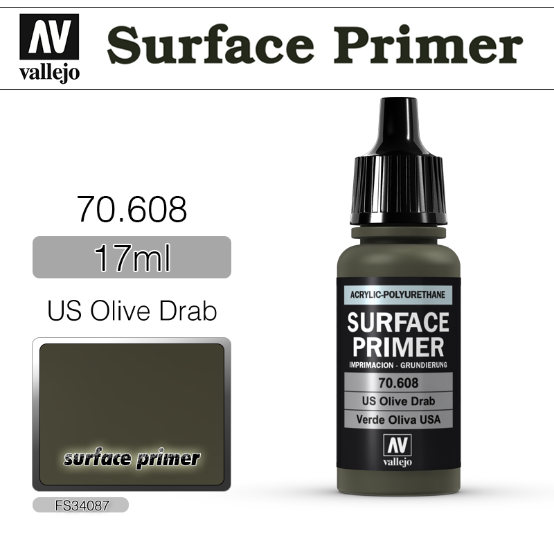 Vallejo Surface Primer _ 70608 _ 17ml _ U.S. Olive Drab
