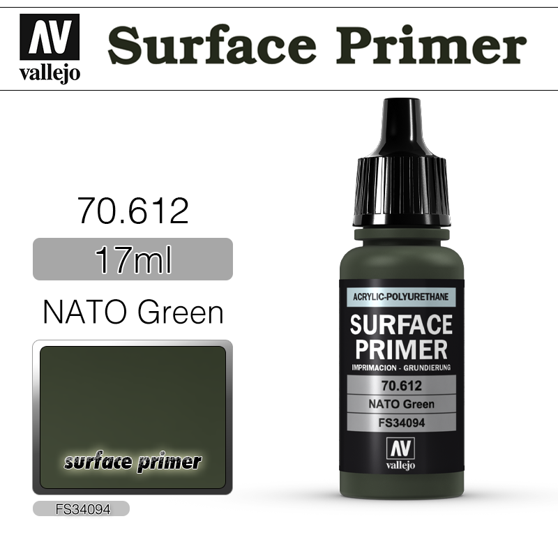 Vallejo Surface Primer _ 70612 _ 17ml _ NATO Green