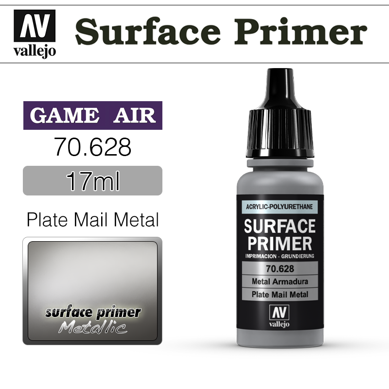 Vallejo Surface Primer _ 70628 _ 17ml _ Plate Mail Metal (Metallic)(* 단종)