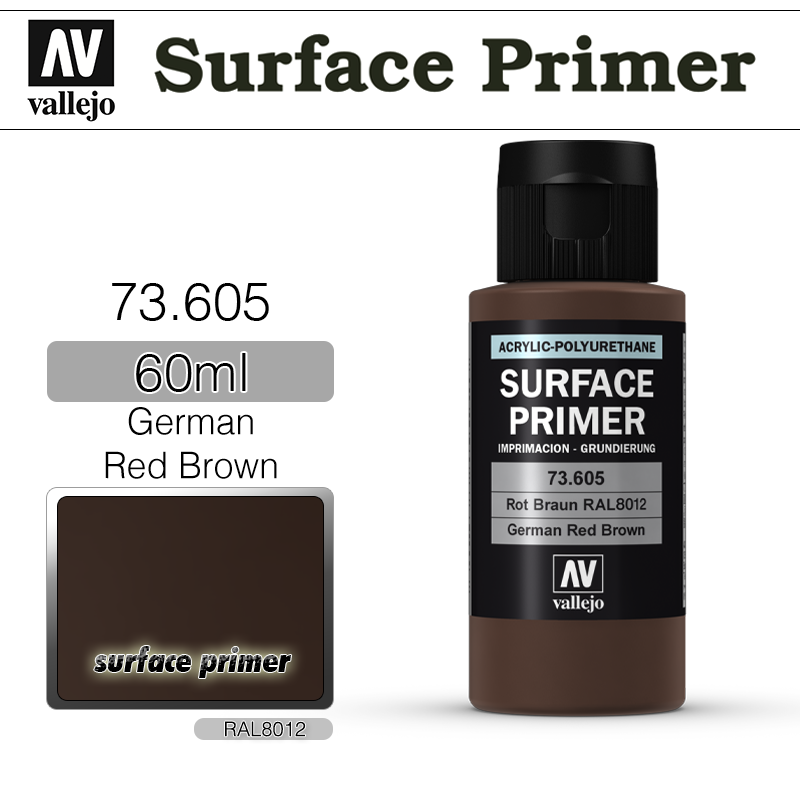 Vallejo Surface Primer _ 73605 _ 60ml _ German Red Brown