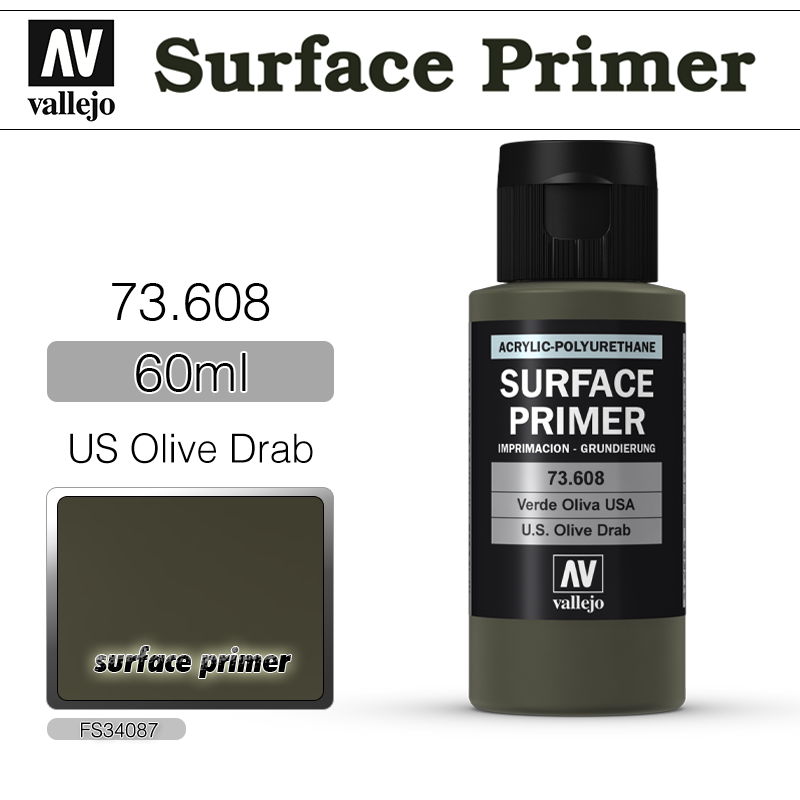 Vallejo Surface Primer _ 73608 _ 60ml _ U.S. Olive Drab