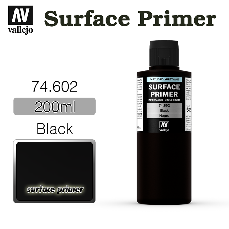 Vallejo Surface Primer _ 74602 _ 200ml _ Black