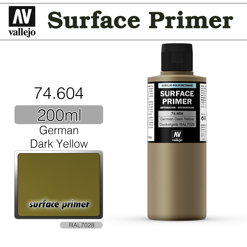 Vallejo Surface Primer _ 74604 _ 200ml _ German Dark Yellow