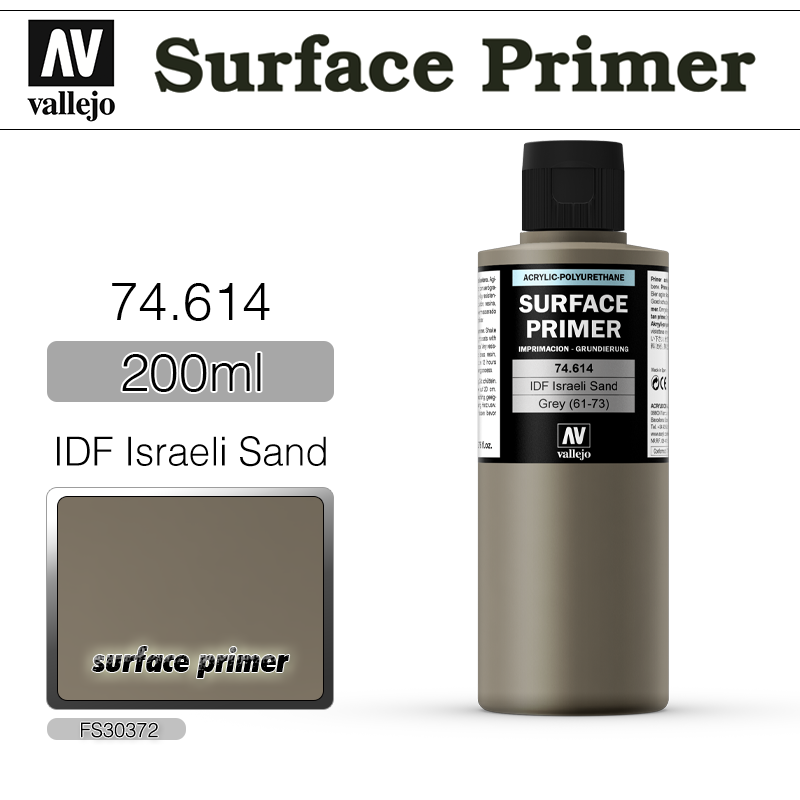 Vallejo Surface Primer _ 74614 _ 200ml _ IDF Israeli Sand Grey 61-73