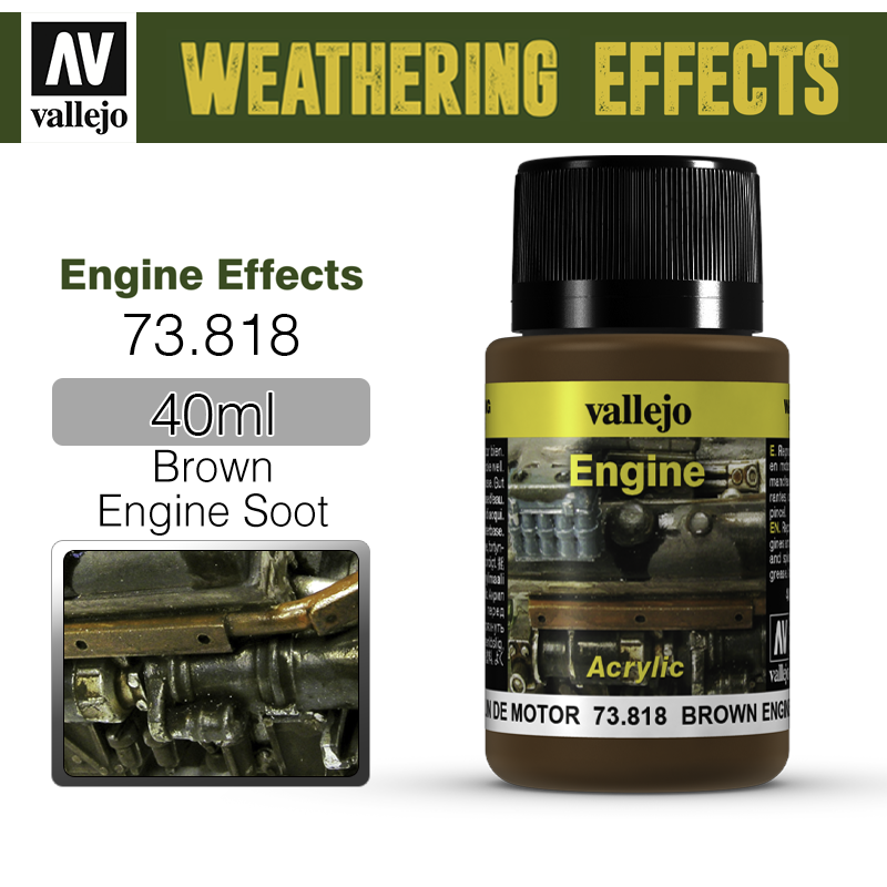 Vallejo Weathering Effects _ 73818 _ Engine Effects _ 40ml _ Brown Engine Soot