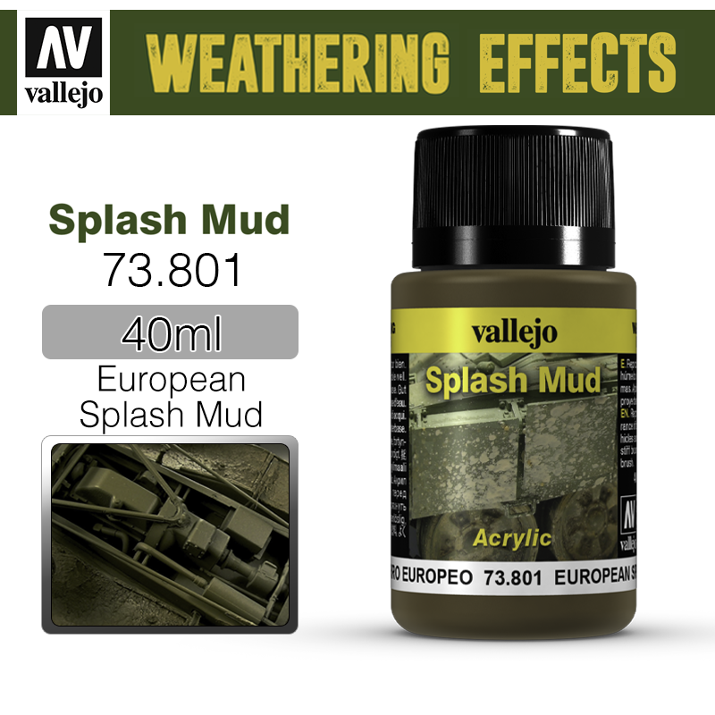 Vallejo Weathering Effects _ 73801 _ Splash Mud _ 40ml _ European Splash Mud