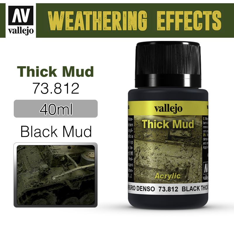 Vallejo Weathering Effects _ 73812 _ Thick Mud _ 40ml _ Black Mud